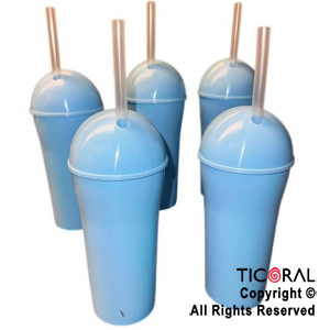 VASO DOMO CON SORBETE 400 ML CELESTE PASTEL x 5